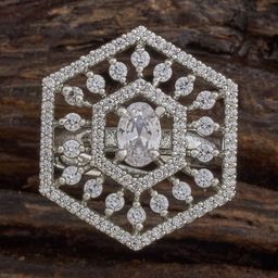 Kushal's Fashion Jewellery CZ Studded Rhodium-Plated Finger Ring-image-45