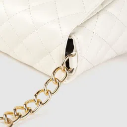 Lino Perros Women White Quilted Structured Sling Bag image 5