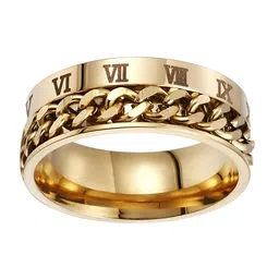 KARISHMA KREATIONS Unisex Gold-Plated Chain Design Stainless Steel Band Finger Ring-47
