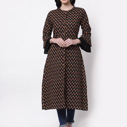 LARGISH Floral Printed Cotton Longline Button Shrug-38