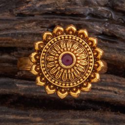 Kushal's Fashion Jewellery Ruby Gold-Plated Antique Finger Ring-48