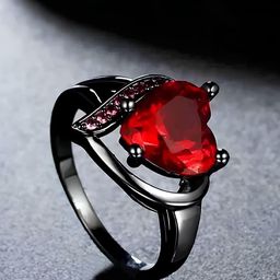 KARISHMA KREATIONS Rhodium-Plated CZ Studded Valantine Blood Heart Finger Rings-image-16