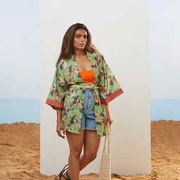 CMGE Floral Printed Swimwear Cover up Top-image-87