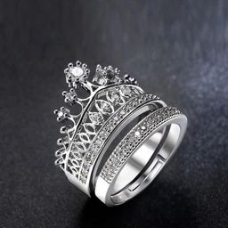 Designs By Jewels Galaxy Set Of 2 Silver-Plated CZ-Studded Finger Ring-image-2