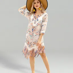 JC Collection Self-Design Swimwear Cover Top-image-14