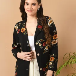 BAESD Floral Printed Long Sleeves Button Shrug-58