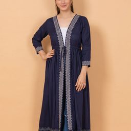 DAEVISH Women Printed Longline Tie-Up Shrug-58
