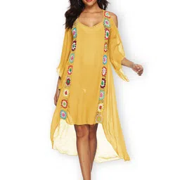 JC Collection Self Design Cold-Shoulder Sleeves High-Low Cover Up Dress-picture-21