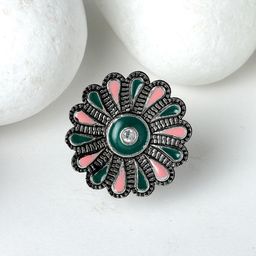 KARATCART Silver-Plated Oxidized Finger Ring-picture-25