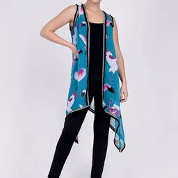 First Resort by Ramola Bachchan Women Printed Sleeveless Longline Shrug-21