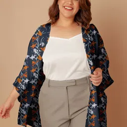 Zink Curve Plus Size Floral Printed Peplum Shrug-24
