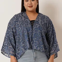 IX IMPRESSION Plus Size Floral Printed Open Front Shrug-54