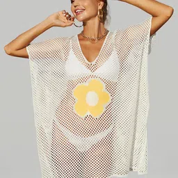 JC Collection Self-Design Swimwear Cover Up Top-image-11