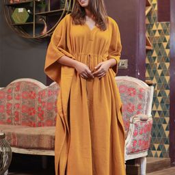 FEATHERS CLOSET Super Soft Woolen Kaftan Maxi Nightdress-picture-26