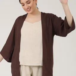 Saltpetre Linen Open Front Shrug-35