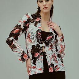 TANDUL Floral Printed Tie-Up Shrug-22