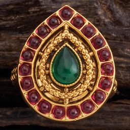 Kushal's Fashion Jewellery Gold-Plated Stones Studded Adjustable Ring-image-43