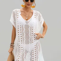 JC Collection Knitted Sheer Swimwear Cover up Top-image-44