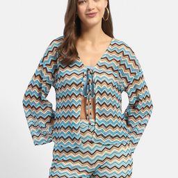 Madame Geometric Self Design Tie-Up Neck Shrug-19