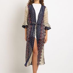 Rute Women Navy Blue & Cream-Coloured Printed Cotton Longline Shrug-picture-24