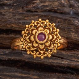 Kushal's Fashion Jewellery Ruby Gold-Plated Ethnic Antique Finger Ring-49