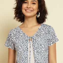 Trend Arrest Printed Crop Tie-Up Cotton Shrug-30