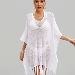 JC Collection Self-Design Swimwear Cover Up Top-image-55