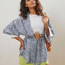 CMGE Floral Printed Swimwear Cover up Top-image-82