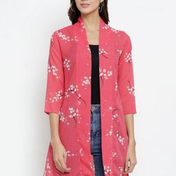 BAESD Women Printed Longline Open Front Shrug-57