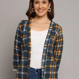 KALINI Checked Cotton Shrug-15