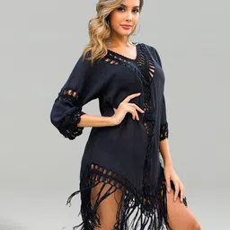 JC Collection Self Design V-Neck Cover Up Top-image-19