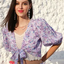Sera Floral Printed Crop Tie-Up Shrug-12