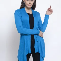 KLOTTHE Women Blue Self Design Tie-Up Shrug-24