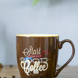 MARKET99 Brown & Cream-Coloured Printed Ceramic Glossy Mug 400 ml-27