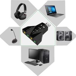 frackson Aeroplane/Rocket-Shaped Virtual 7.1 Channel USB Adapter (Double USB Microphone, USB Headset) Supports 3D Sound, Sound Card (Black) image 3