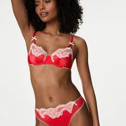 Marks & Spencer Laced Self Design Satin Thongs Briefs-image-78