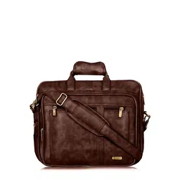 LOREM Men Brown Textured Laptop Bag-16
