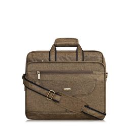 LOREM Men Khaki Textured Laptop Bag-14