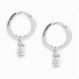 MINUTIAE Silver-Plated & White Crystals Hoop Earrings-42