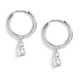 MINUTIAE Silver-Plated & White Oval Hoop Earrings-35