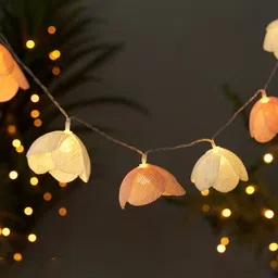 Home Centre Serena Slice White & Orange Colored Thread Flower String Lights-10 Bulbs-image-79