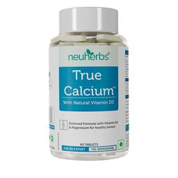 Neuherbs True Calcium Tablets with Natural Vitamin D3 for Healthy Bones - 60 Tablets-0
