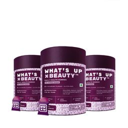 What's Up Wellness Set of 3 X Beauty Strawberry Flavour Biotin Gummies - 30 Gummies Each-24