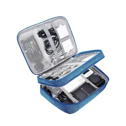 HOUSE OF QUIRK Blue & Grey Electronics Accessories Organizer Bag-22