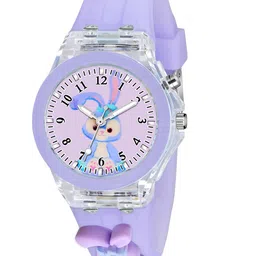 WANTON Kids Cartoon Patterned Dial Analogue Multi Function Watch KD-01 LINA BELL PURPLE-39