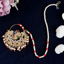 Silvermerc Designs Gold-Plated & White Stone Studded Nosepin-image-16