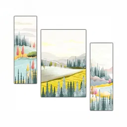 PnF White & Green 3 Pieces Wooden Floral and Botanical Painting Wall Art-picture-41
