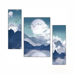 PnF Blue & White 3 Pieces Wooden Painting Wall Art-image-10