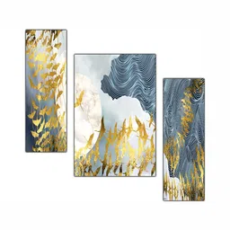 PnF Blue & Yellow 3 Pieces Wooden Birds Painting Wall Arts-image-75