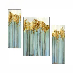 PnF Green & Brown 3Pcs Wooden Abstract Wall Paintings-image-66